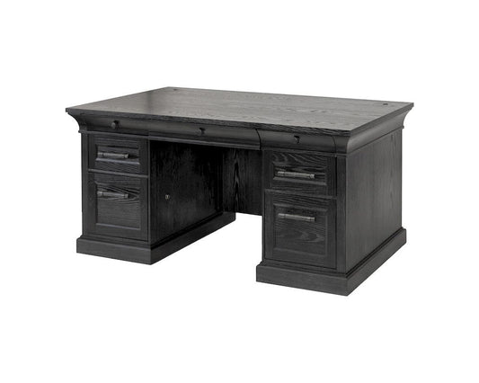 Martin Furniture - Willow Lane - Traditional Wood Double Pedestal Desk, Executive Desk, Office Table, Fully Assembled, Black - IMWL680B view 1
