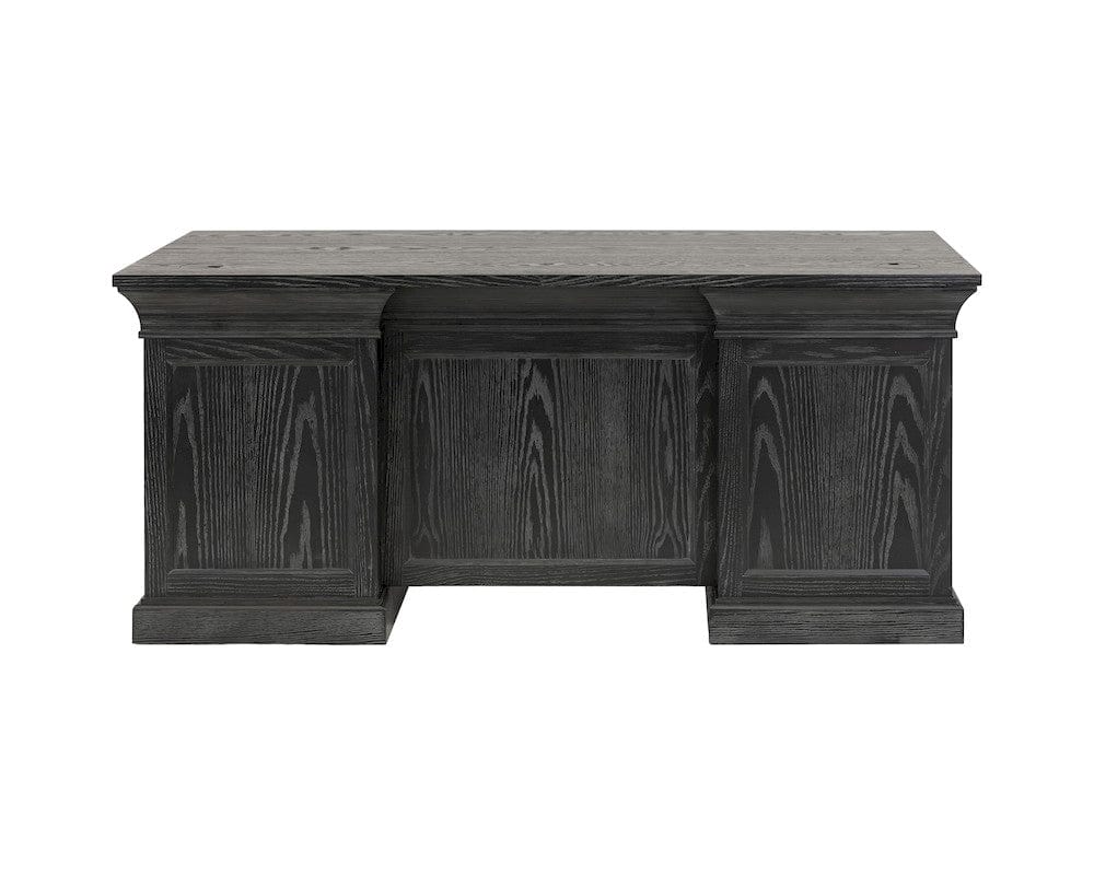 Martin Furniture - Willow Lane - Traditional Wood Double Pedestal Desk, Executive Desk, Office Table, Fully Assembled, Black - IMWL680B view 2