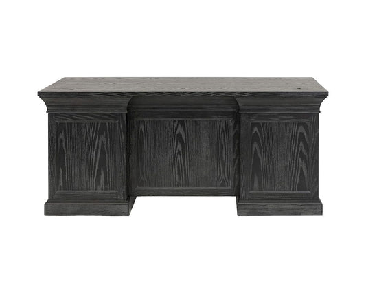 Martin Furniture - Willow Lane - Traditional Wood Double Pedestal Desk, Executive Desk, Office Table, Fully Assembled, Black - IMWL680B view 2