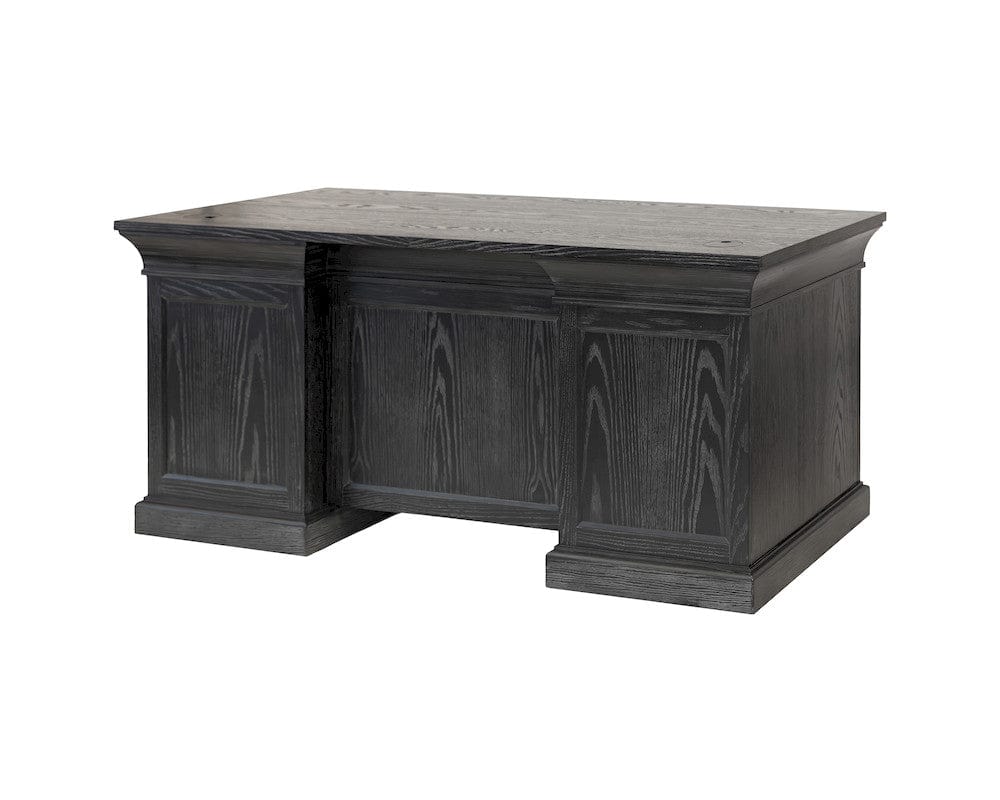 Martin Furniture - Willow Lane - Traditional Wood Double Pedestal Desk, Executive Desk, Office Table, Fully Assembled, Black - IMWL680B view 3