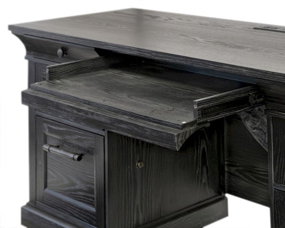 Martin Furniture - Willow Lane - Traditional Wood Double Pedestal Desk, Executive Desk, Office Table, Fully Assembled, Black - IMWL680B view 10