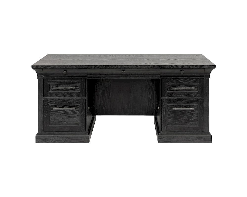 Martin Furniture - Willow Lane - Traditional Wood Double Pedestal Desk, Executive Desk, Office Table, Fully Assembled, Black - IMWL680B view 11