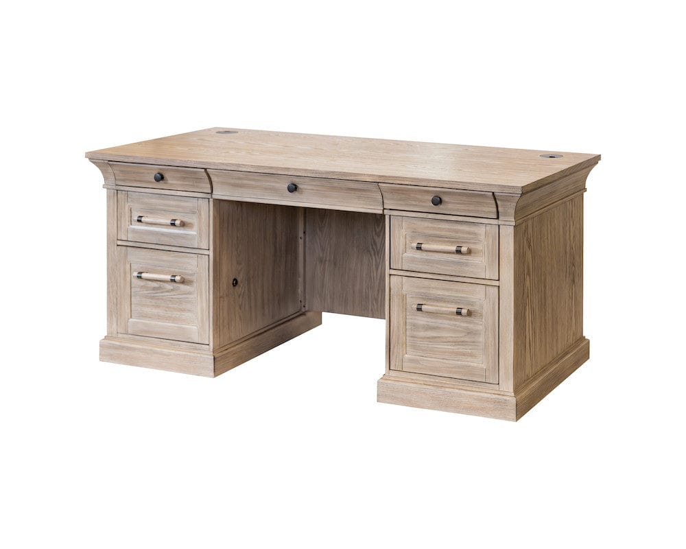 Martin Furniture - Willow Lane - Traditional Wood Double Pedestal Desk, Executive Desk, Office Table, Fully Assembled, Brown - IMWL680N view 1