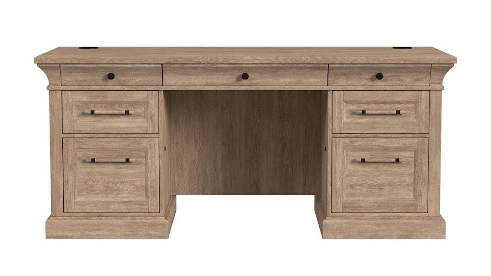 Martin Furniture - Willow Lane - Traditional Wood Double Pedestal Desk, Executive Desk, Office Table, Fully Assembled, Brown - IMWL680N view 12
