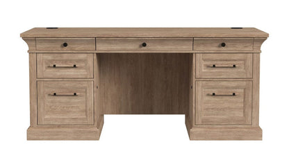 Martin Furniture - Willow Lane - Traditional Wood Double Pedestal Desk, Executive Desk, Office Table, Fully Assembled, Brown - IMWL680N view 12