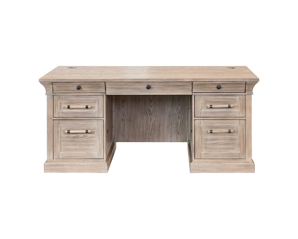 Martin Furniture - Willow Lane - Traditional Wood Double Pedestal Desk, Executive Desk, Office Table, Fully Assembled, Brown - IMWL680N view 13