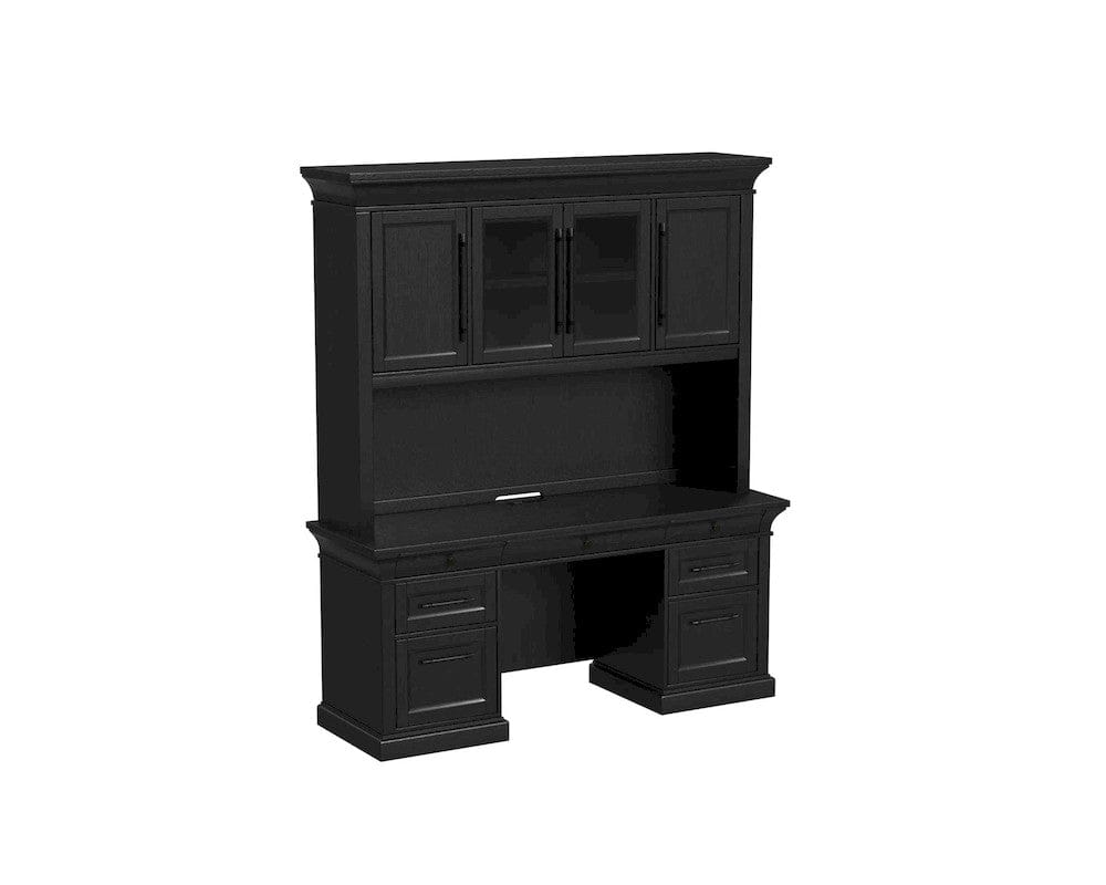 Martin Furniture - Willow Lane - Traditional Wood Executive Desk, Office Storage Hutch with Doors, Black - IMWL682B-689BKIT view 1