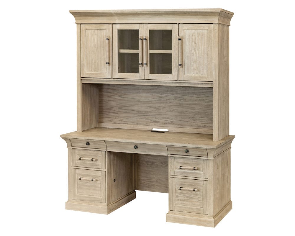 Martin Furniture - Willow Lane - Traditional Wood Executive Desk, Office Storage Hutch with Doors, Brown - IMWL682N-689NKIT view 1