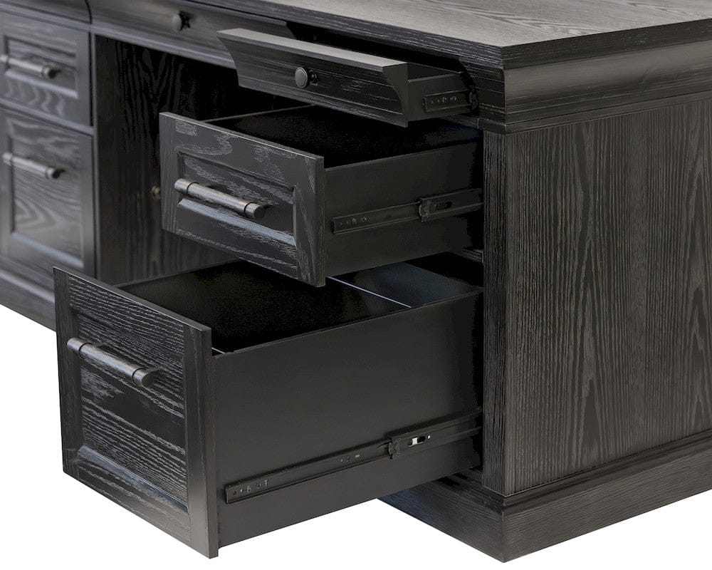 Martin Furniture - Willow Lane - Traditional Wood Executive Desk, Storage Office Credenza, Fully Assembled, Black - IMWL689B view 5