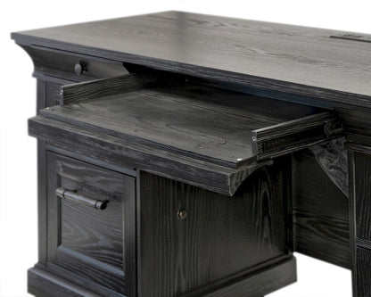 Martin Furniture - Willow Lane - Traditional Wood Executive Desk, Storage Office Credenza, Fully Assembled, Black - IMWL689B view 9