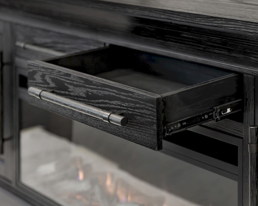 Martin Furniture - Willow Lane - Transitional 80" Fireplace Console, Entertainment Storage, TV Stand, Fully Assembled, Ebony Black - IMWL380FPB view 4