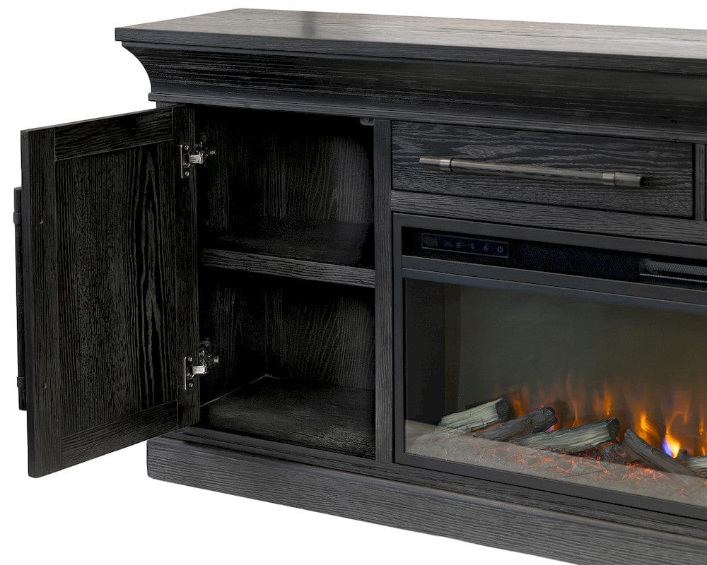 Martin Furniture - Willow Lane - Transitional 80" Fireplace Console, Entertainment Storage, TV Stand, Fully Assembled, Ebony Black - IMWL380FPB view 8