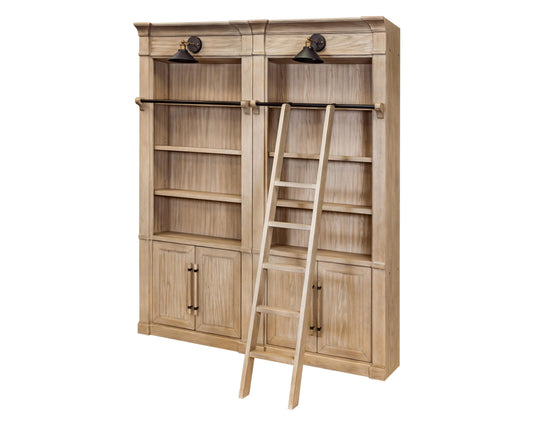 Martin Furniture - Willow Lane - Two 8 Tall Bookcase Wall With Ladder, Storage Organizer, Display Shelf for Office, Brown - IMWL4094NKIT2 veiw 1