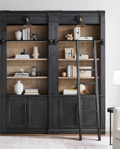 Martin Furniture - Willow Lane - Two 8 Tall Bookcase Wall With Ladder, Storage Organizer, Display Shelf for Office, Black - IMWL4094BKIT2 view 2