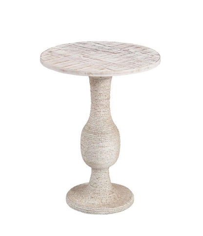 Martin Svensson Home - Abbott 18in Round Solid Wood End Table with Rope Wrapped Base, Whitewash - 3706424 veiw 1