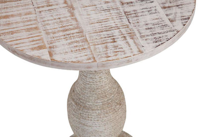 Martin Svensson Home - Abbott 18in Round Solid Wood End Table with Rope Wrapped Base, Whitewash - 3706424 veiw 4