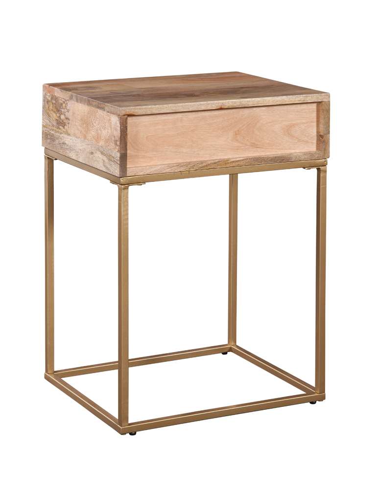 Martin Svensson Home - Auckland 25in Tall Solid Wood and Metal End Table, Natural - 3707121 veiw 3
