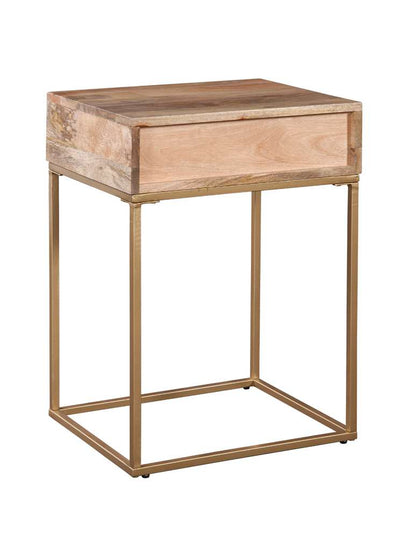 Martin Svensson Home - Auckland 25in Tall Solid Wood and Metal End Table, Natural - 3707121 veiw 3