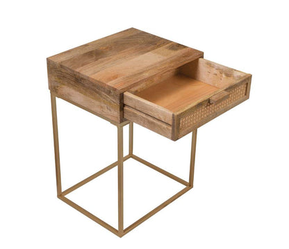 Martin Svensson Home - Auckland 25in Tall Solid Wood and Metal End Table, Natural - 3707121 veiw 4
