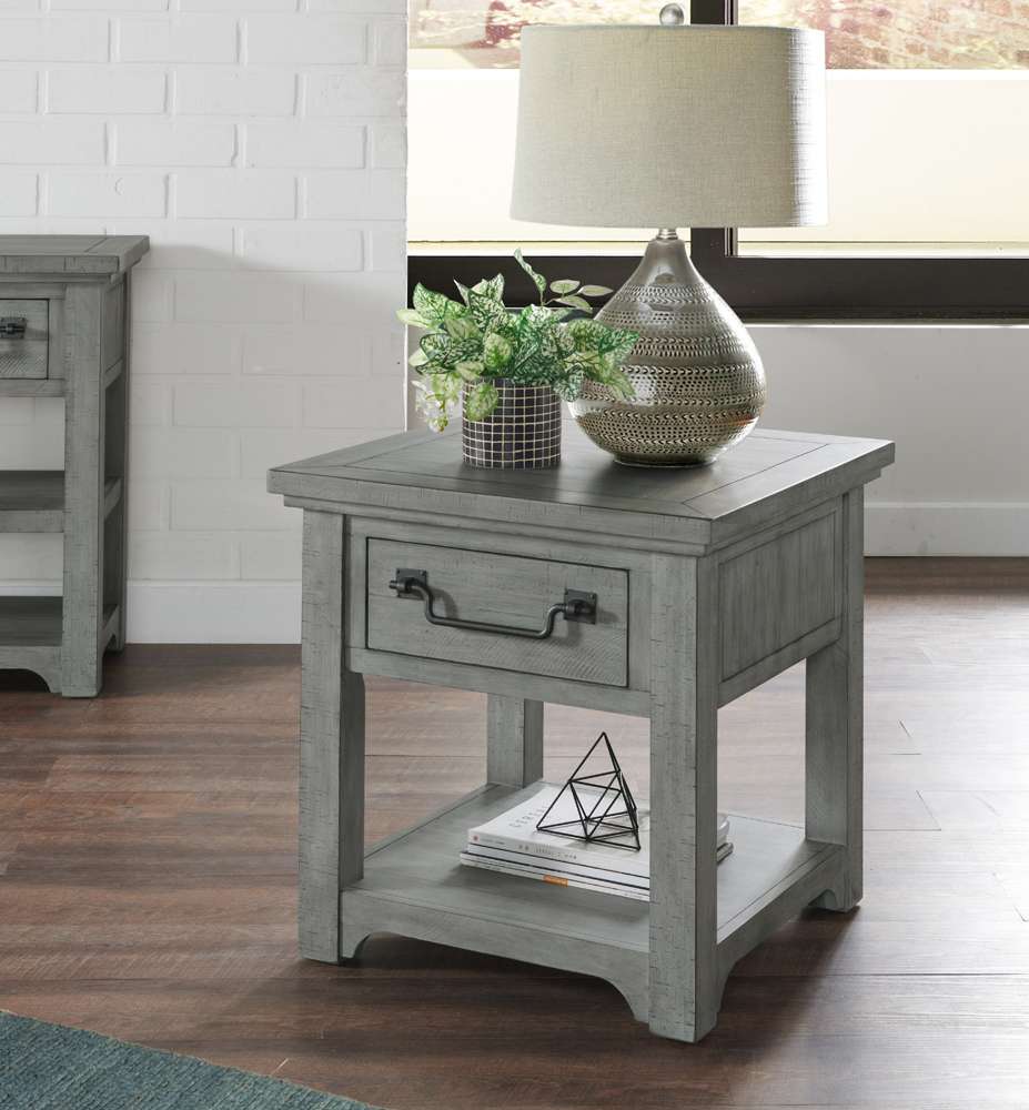 Martin Svensson Home -  Beach House Dove Grey 1-Drawer End Table - 860239 veiw 1