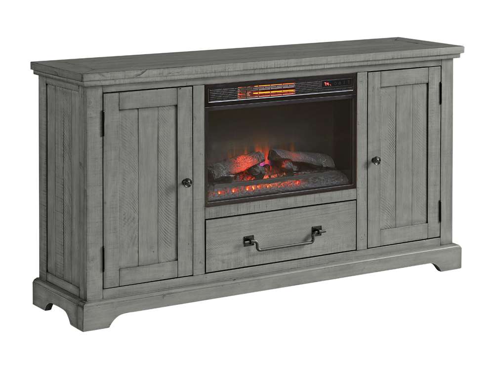 Martin Svensson Home -  Beach House TV Stand, Dove Grey with Fireplace - 909199F veiw 1