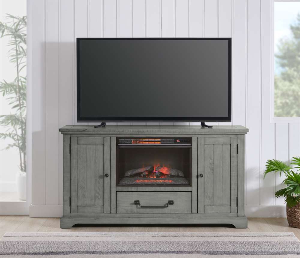 Martin Svensson Home -  Beach House TV Stand, Dove Grey with Fireplace - 909199F veiw 5
