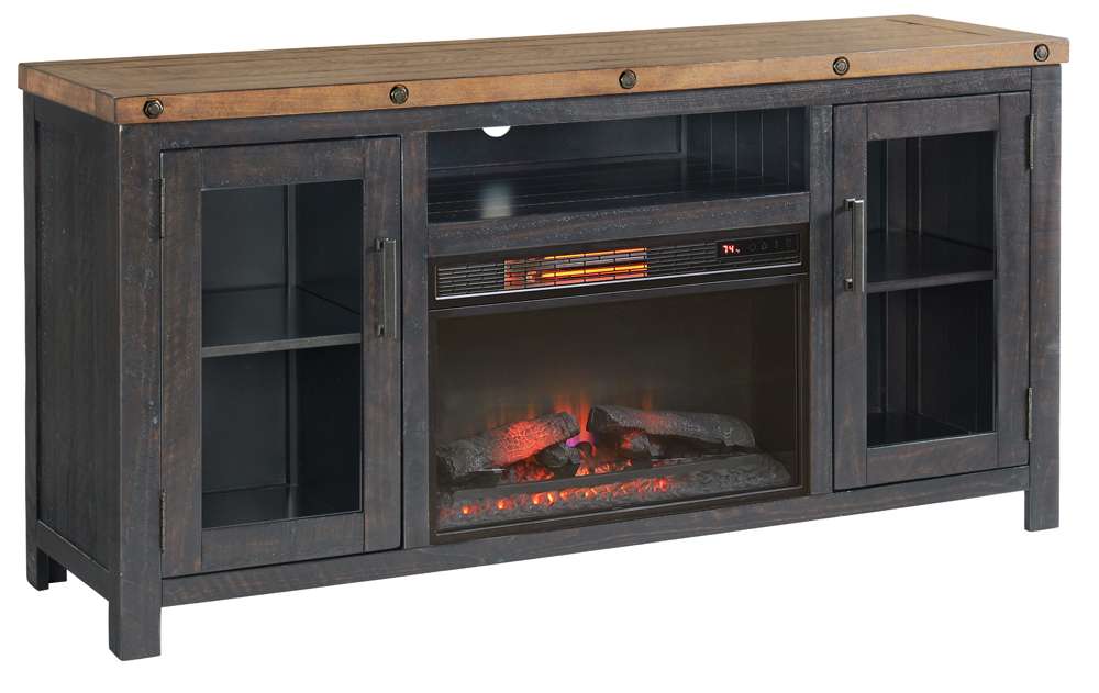 Martin Svensson Home -  Bolton TV Stand with Electric Fireplace, Black Stain and Natural - 909826F veiw 1