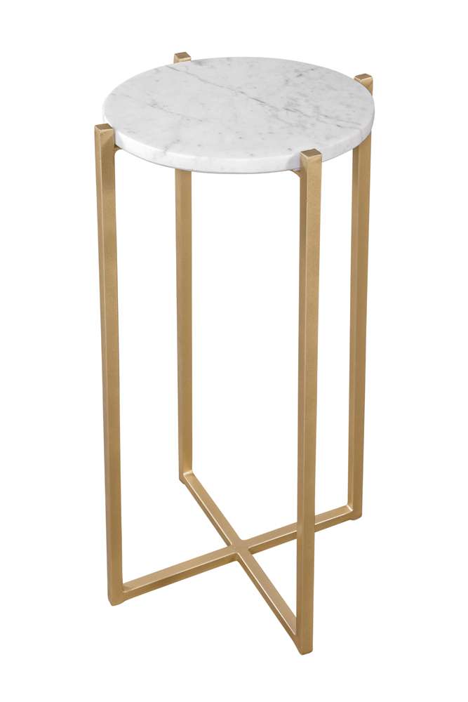 Martin Svensson Home - Boston 24in Tall Round Genuine Marble Top Accent Table, White and Gold - 3707414 veiw 2