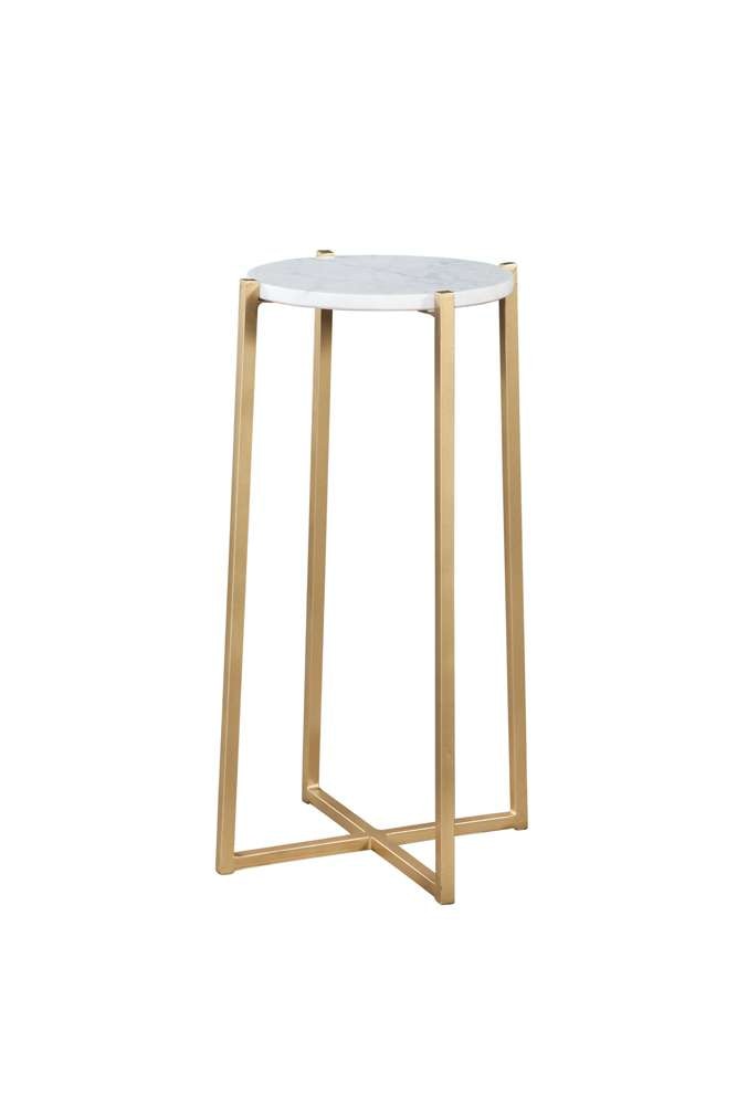 Martin Svensson Home - Boston 24in Tall Round Genuine Marble Top Accent Table, White and Gold - 3707414 veiw 3