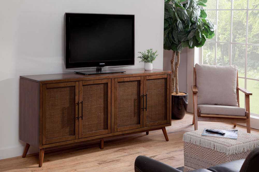 Martin Svensson Home - Classic Mid-Century Modern 4-Door Cinnamon Brown TV Stand - 909444 veiw 6