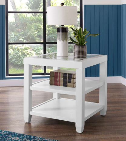 Martin Svensson Home - Cordero 24in Glass Top End Table, White - 830233 veiw 1