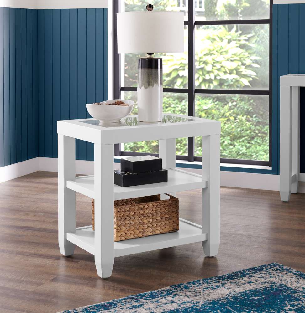 Martin Svensson Home - Cordero 24in Glass Top End Table, White - 830233 veiw 4