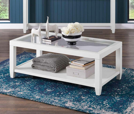 Martin Svensson Home - Cordero 48in Glass Top Coffee Table, White - 830223 veiw 1