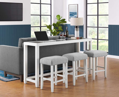 Martin Svensson Home - Cordero 72in Glass Top Console Bar Table and Stool Set, White and Heather Grey - 830263 veiw 1