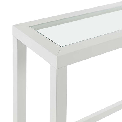 Martin Svensson Home - Cordero 72in Glass Top Console Bar Table and Stool Set, White and Heather Grey - 830263 veiw 5