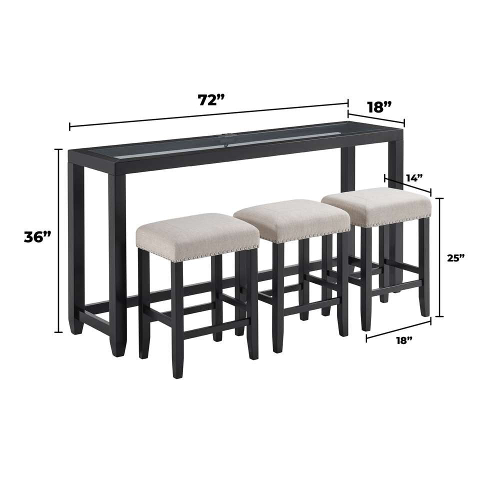 Martin Svensson Home- Cordero Glass Top Chairside Table, Black -830272 veiw 6