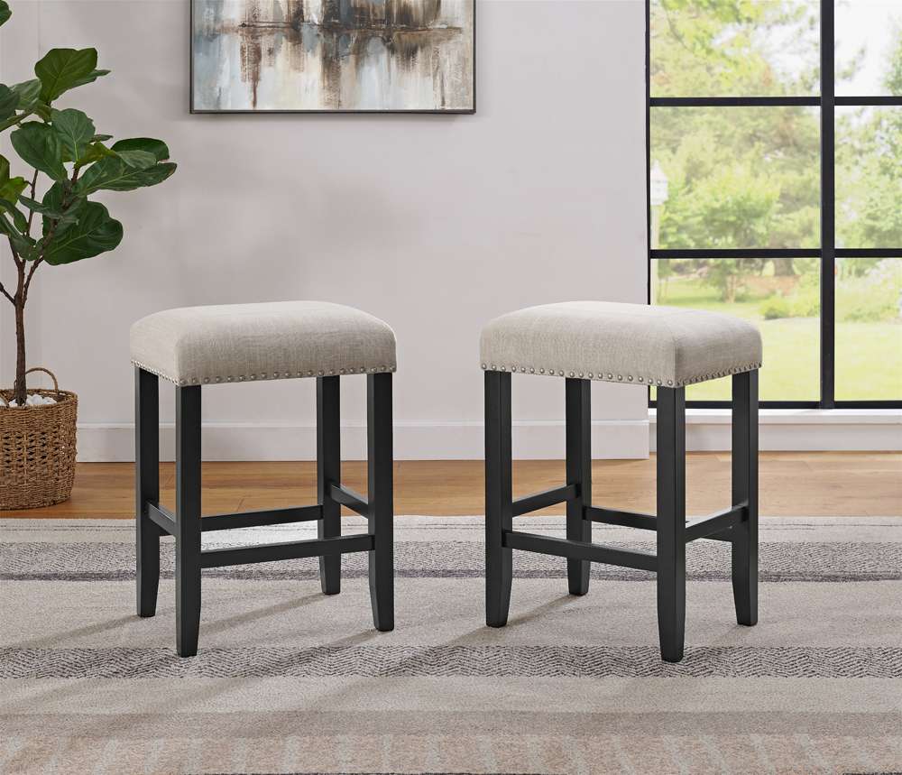 Martin Svensson Home- Cordero Stool (Set of 2) Oatmeal and Black -5302237 veiw 2