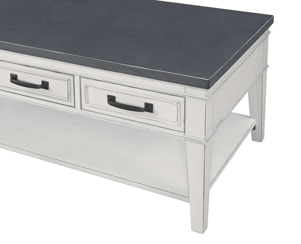 Martin Svensson Home -  Del Mar 3 Drawer Coffee Table, Antique White and Grey - 810129 veiw 2