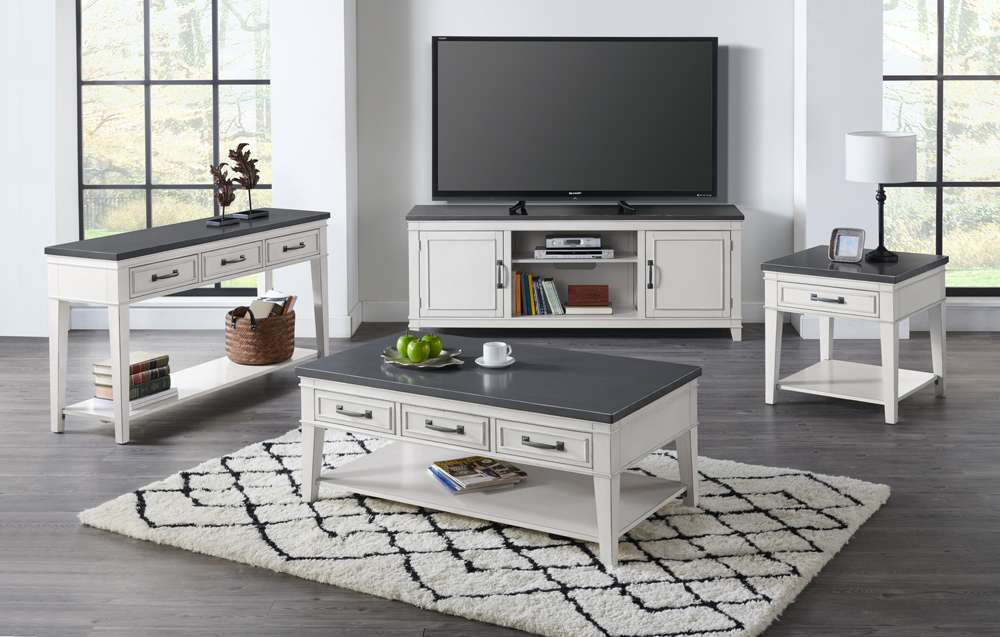 Martin Svensson Home -  Del Mar 3 Drawer Coffee Table, Antique White and Grey - 810129 veiw 5