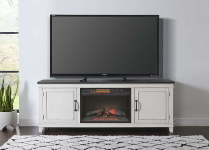 Martin Svensson Home -  Del Mar 70in TV Stand with Electric Fireplace, White and Grey - 910129F veiw 4