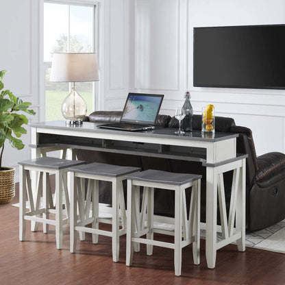 Martin Svensson Home -  Del Mar  Antique White and Grey Console Bar Table and Stool Set  - 820169 veiw 2