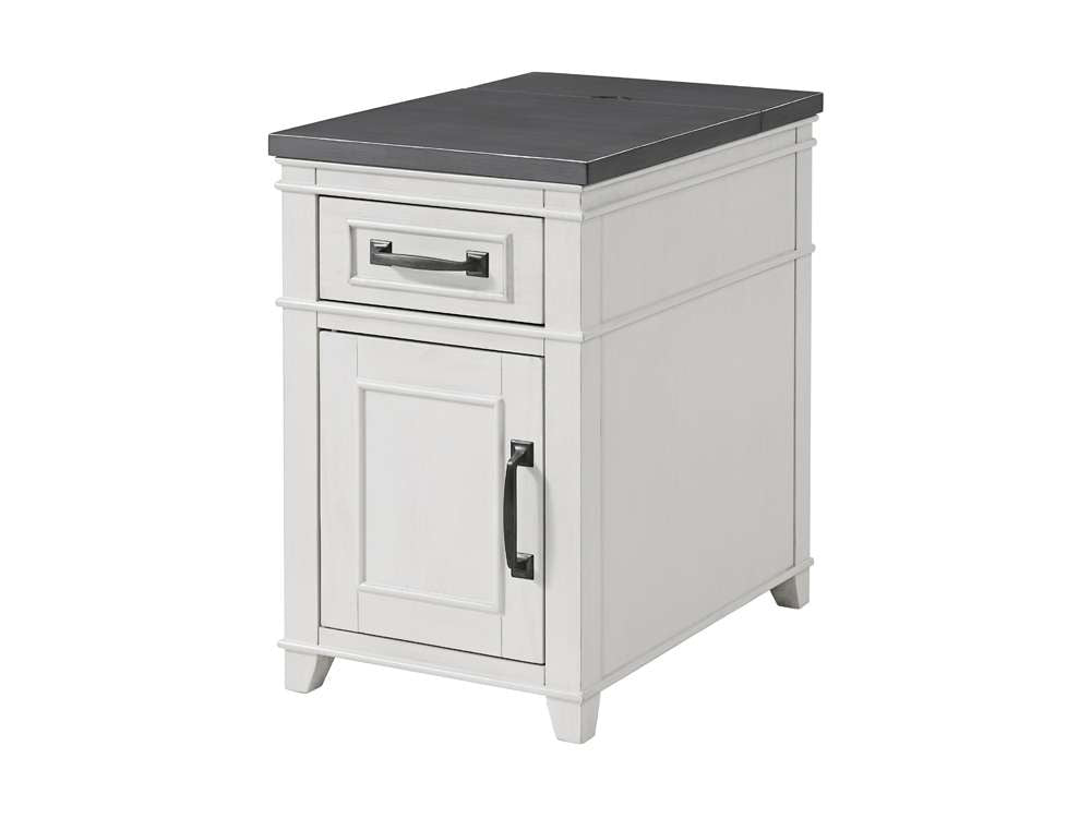 Martin Svensson Home- Del Mar Chairside Table with Power, Antique White and Grey -810179 veiw 1