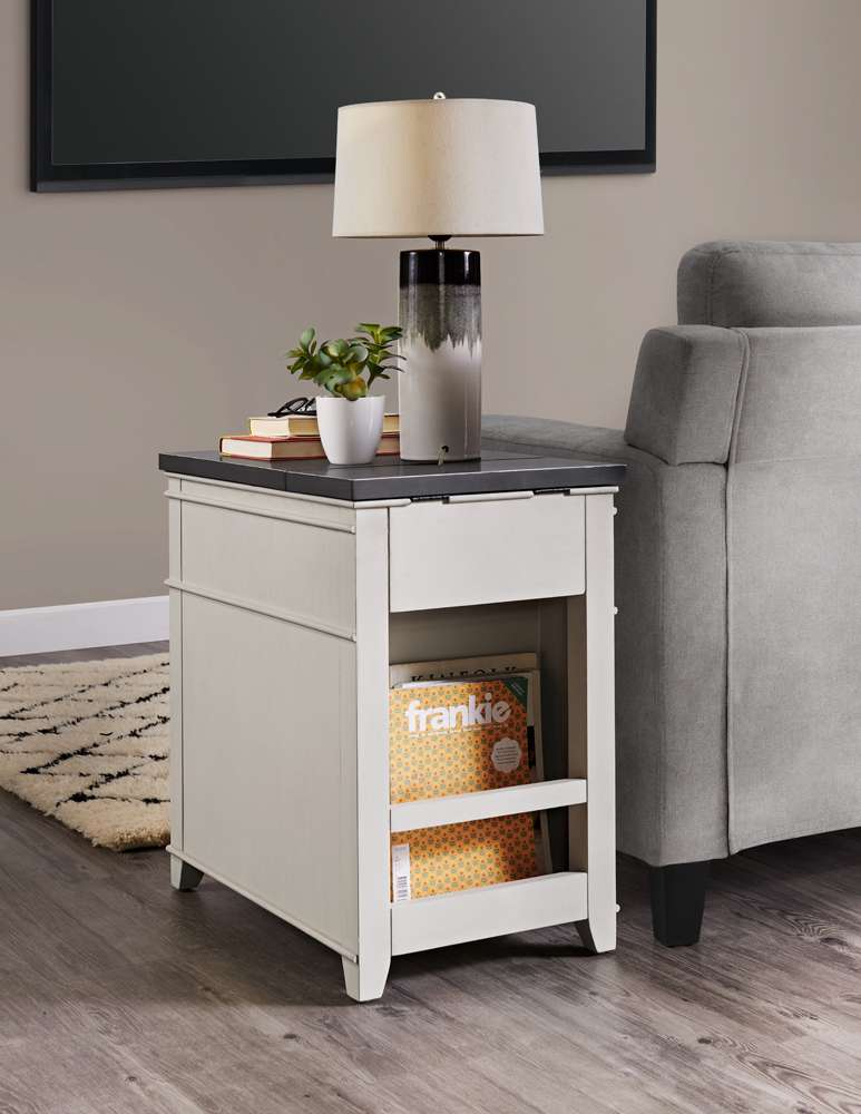 Martin Svensson Home- Del Mar Chairside Table with Power, Antique White and Grey -810179 veiw 3