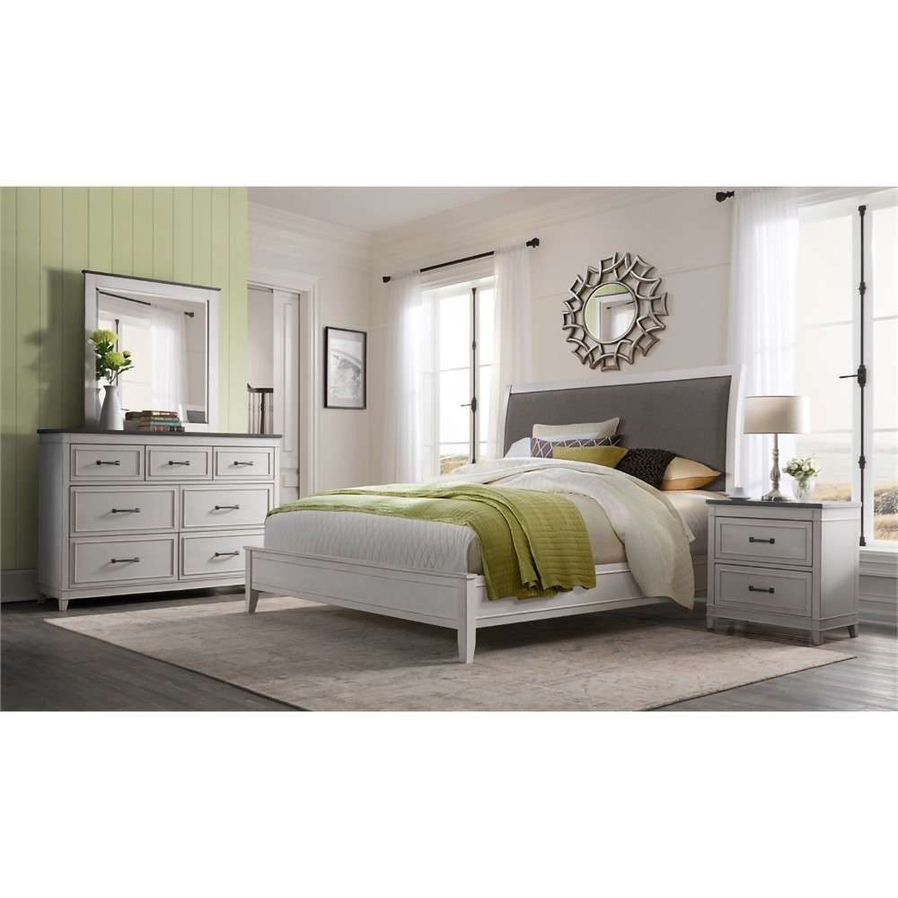 Martin Svensson Home -  Del Mar King Bed, White with Grey Linen - 68029C veiw 3