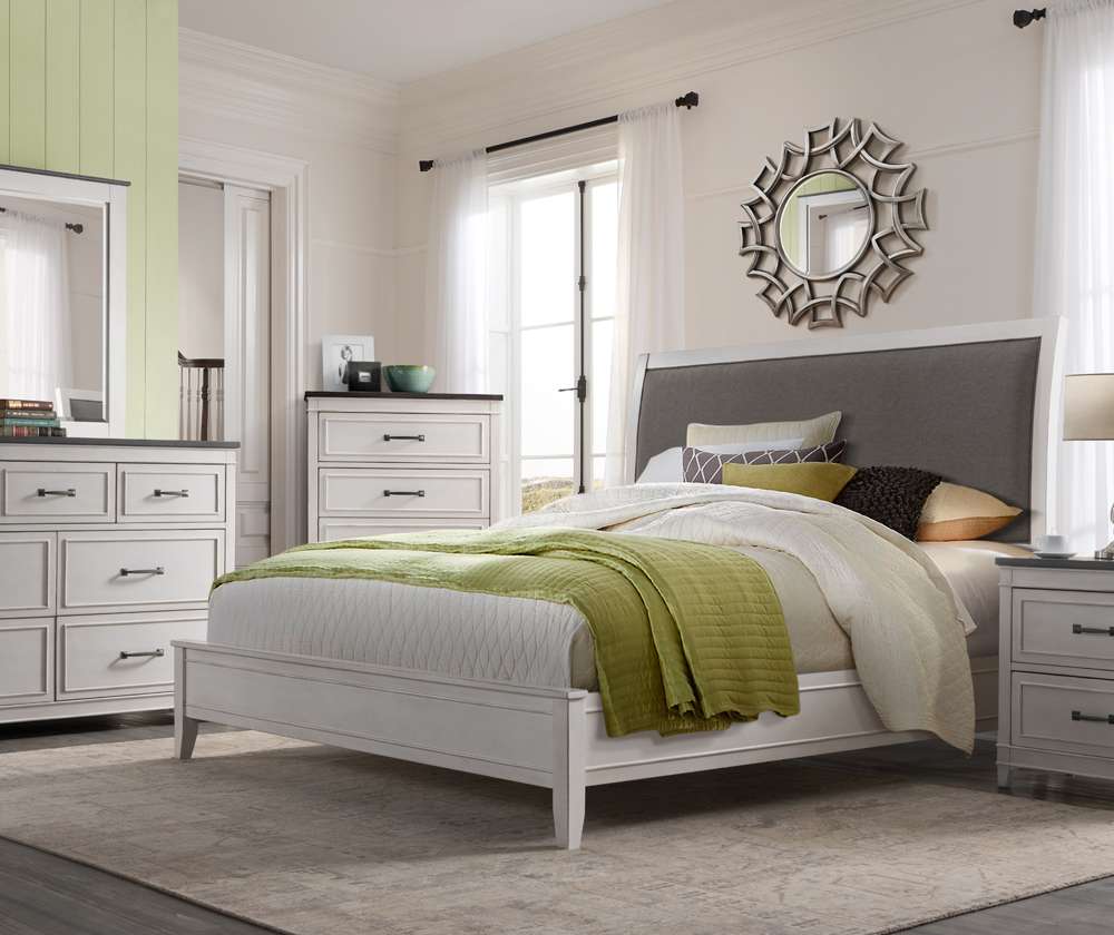Martin Svensson Home -  Del Mar Queen Bed, White with Grey Linen - 68029A veiw 2