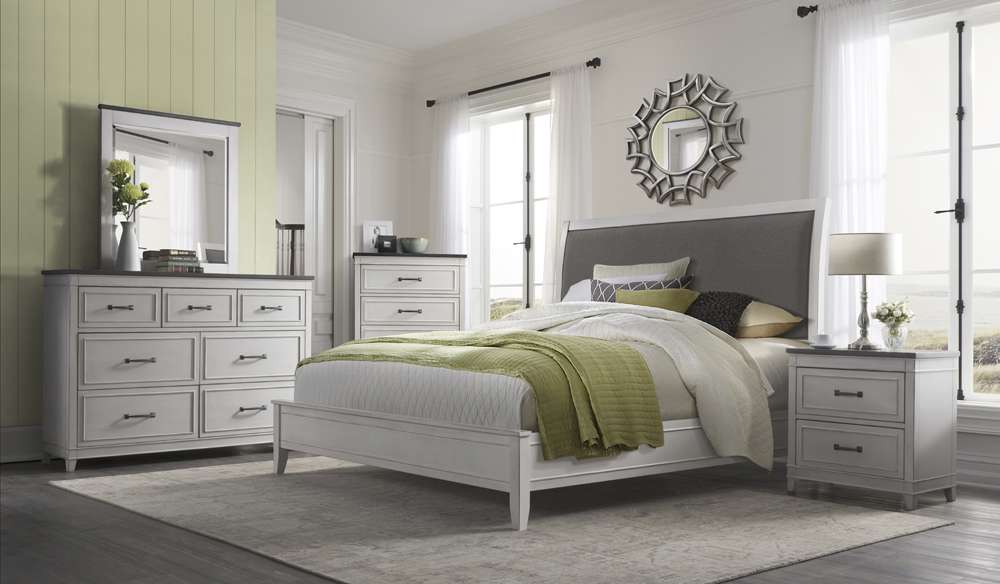Martin Svensson Home -  Del Mar Queen Bed, White with Grey Linen - 68029A veiw 4
