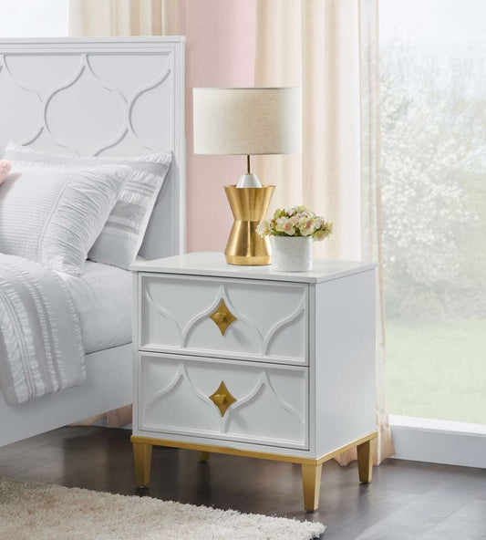 Martin Svensson Home -  Emma  2- Drawer Nightstand White and Gold - 6805722 veiw 1