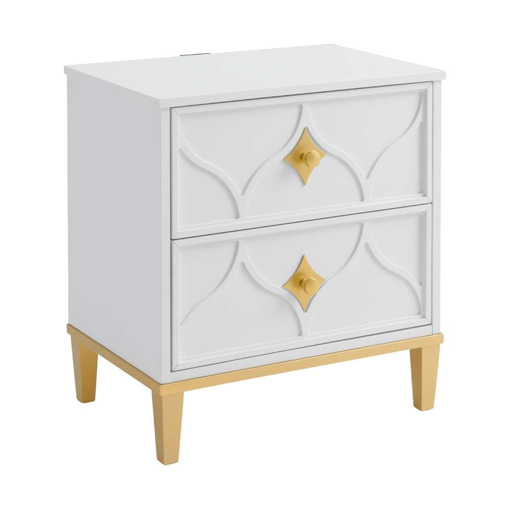 Martin Svensson Home -  Emma  2- Drawer Nightstand White and Gold - 6805722 veiw 2