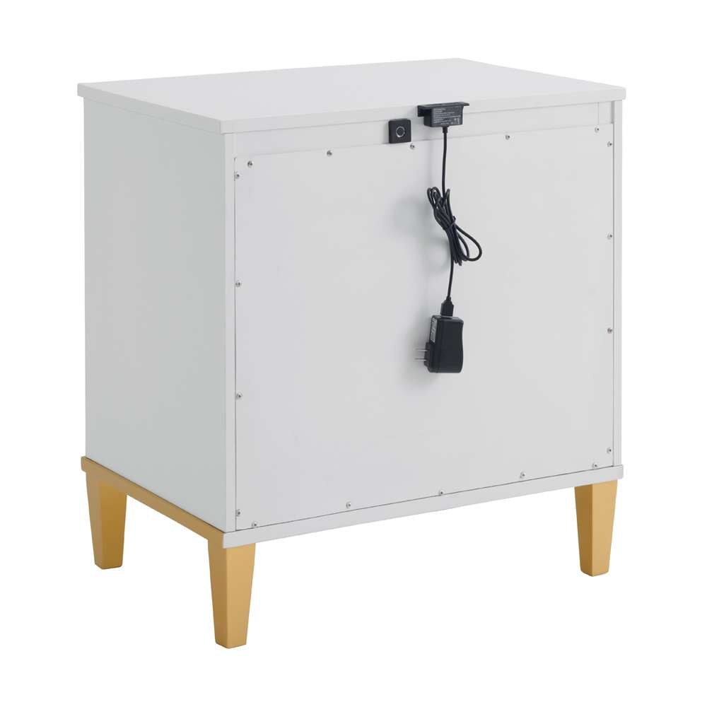 Martin Svensson Home -  Emma 2-Drawer Nightstand with Personal Security Lock, White and Gold - 6805723 veiw 2