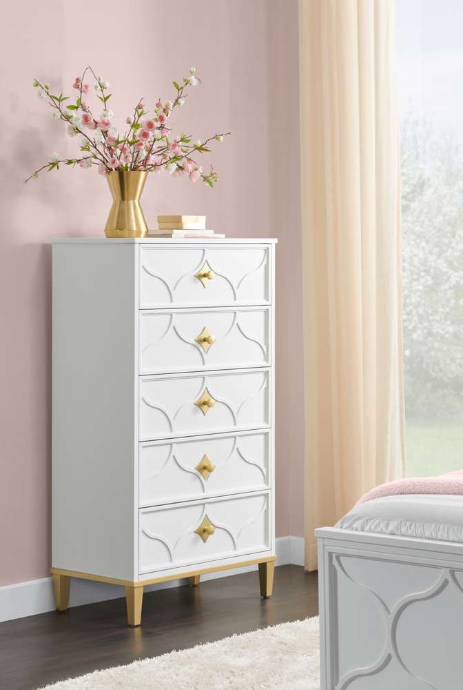 Martin Svensson Home -  Emma  5-Drawer Chest, White and Gold - 6805725 veiw 1